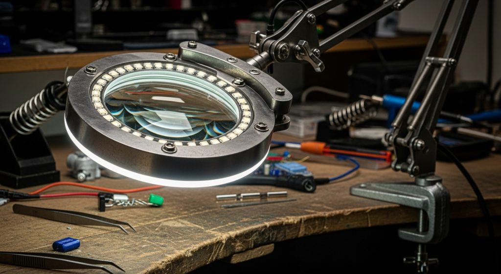 industrial magnifying glass with light