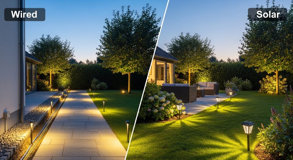 How solar and wired garden lights change installation and use