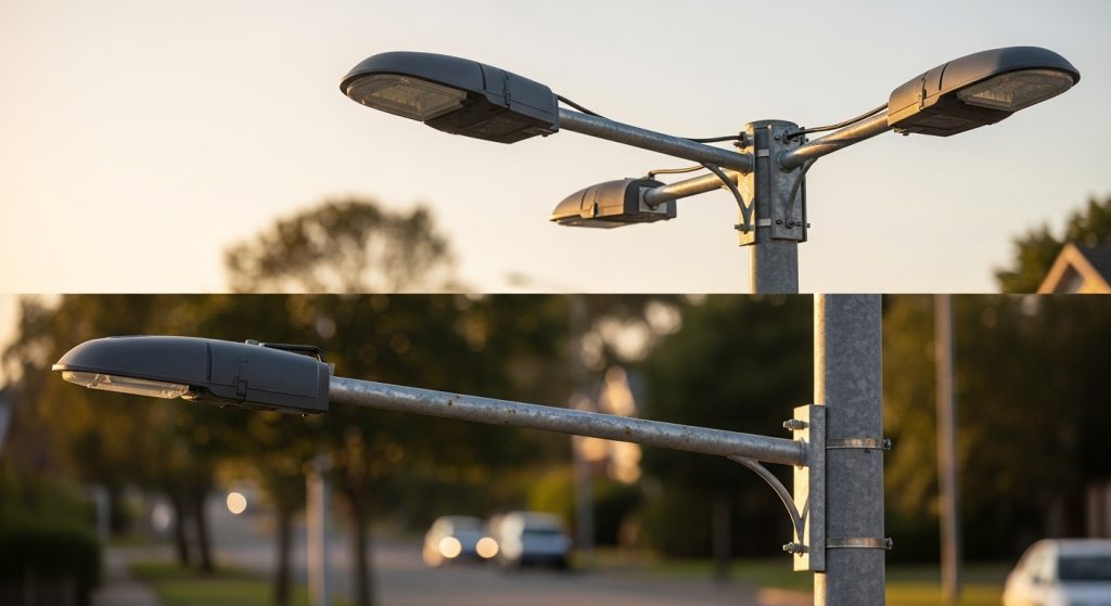 Single Arm vs Double Arm Street Light Bracket
