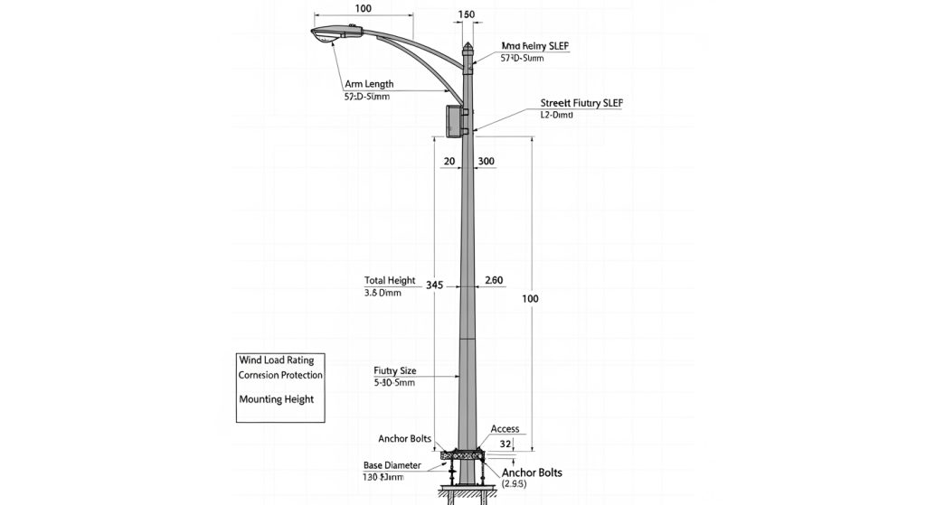 Straight Light Pole Specifications