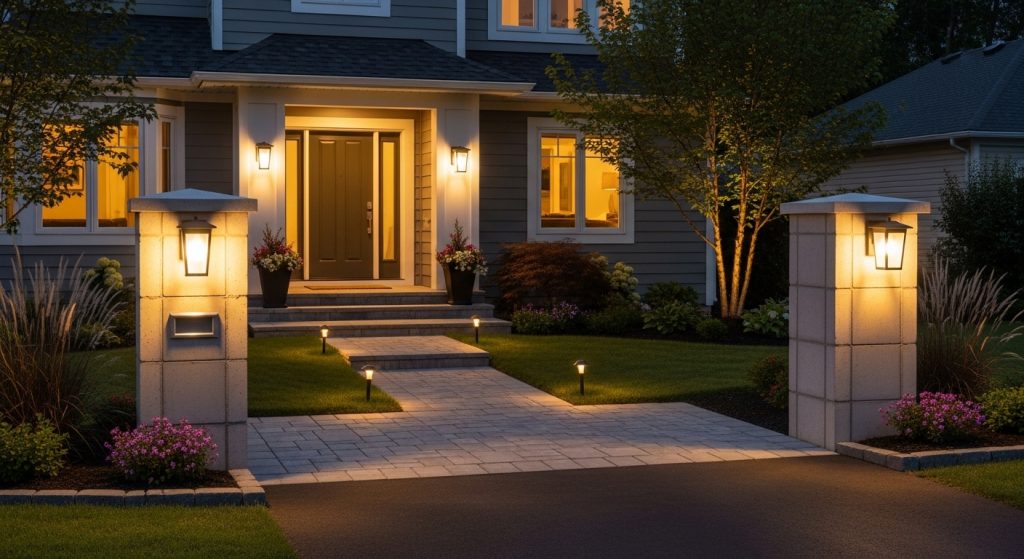 What checklist should be reviewed before finalizing residential wall and pillar lighting