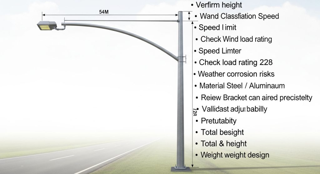 before finalizing street light pole and arm selection