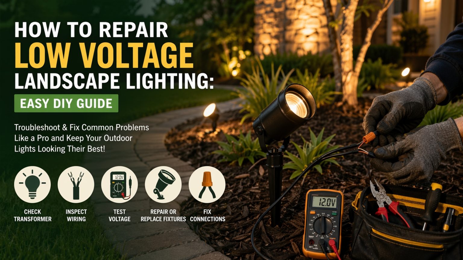 how to repair low voltage landscape lighting